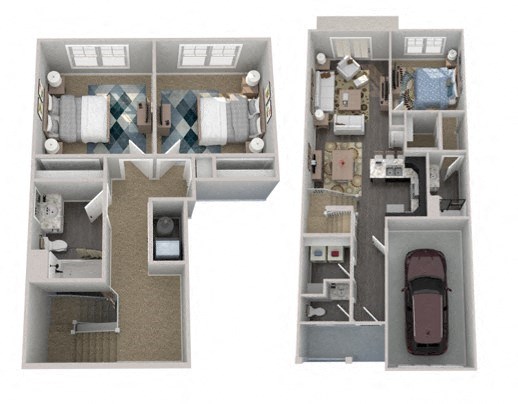 a floor plan of a house with a car