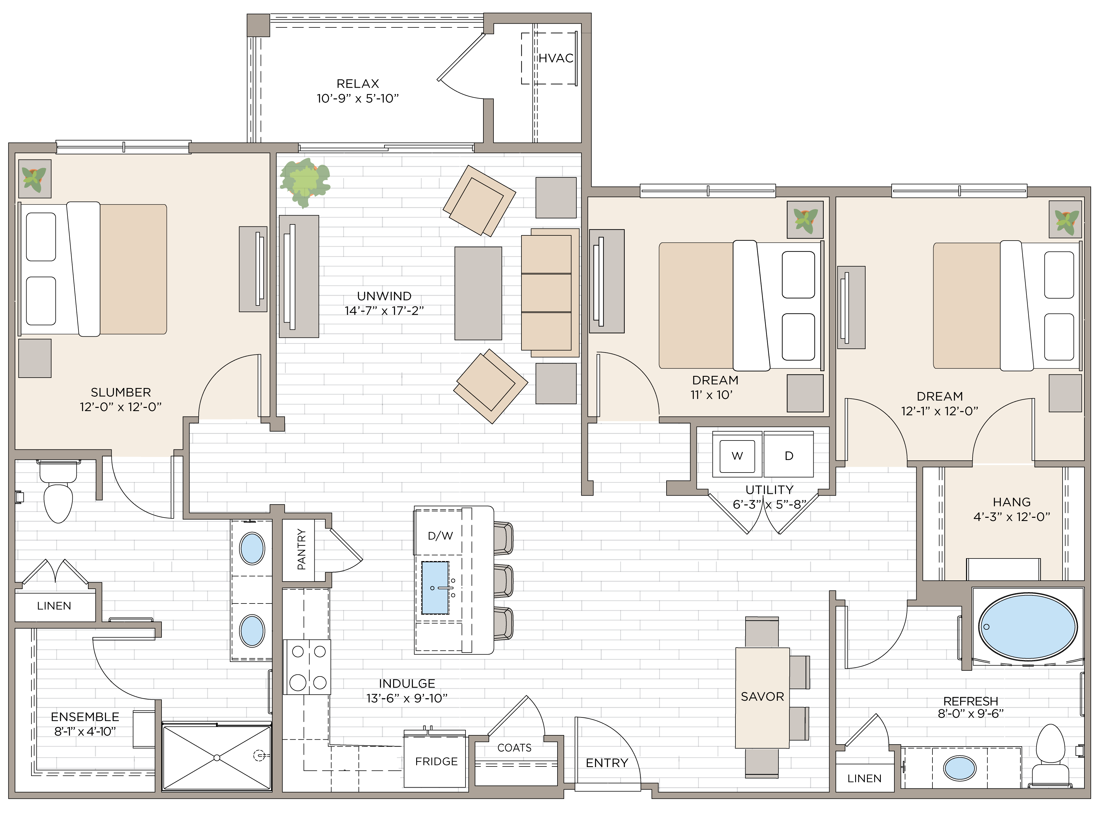 2 Bed/2 Bath Den-C2A