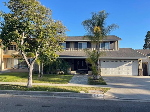 a house with a palm tree in front of it