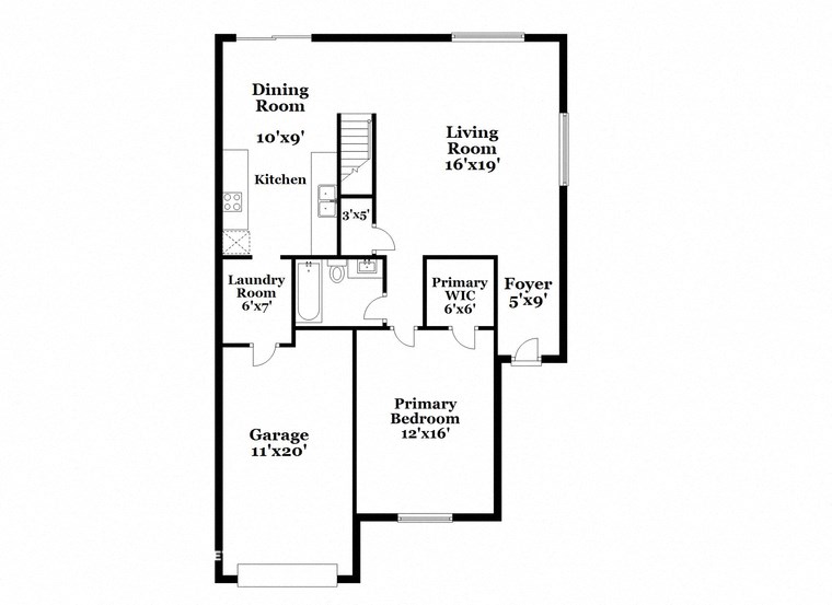 a floor plan of a house with a bedroom and a living room