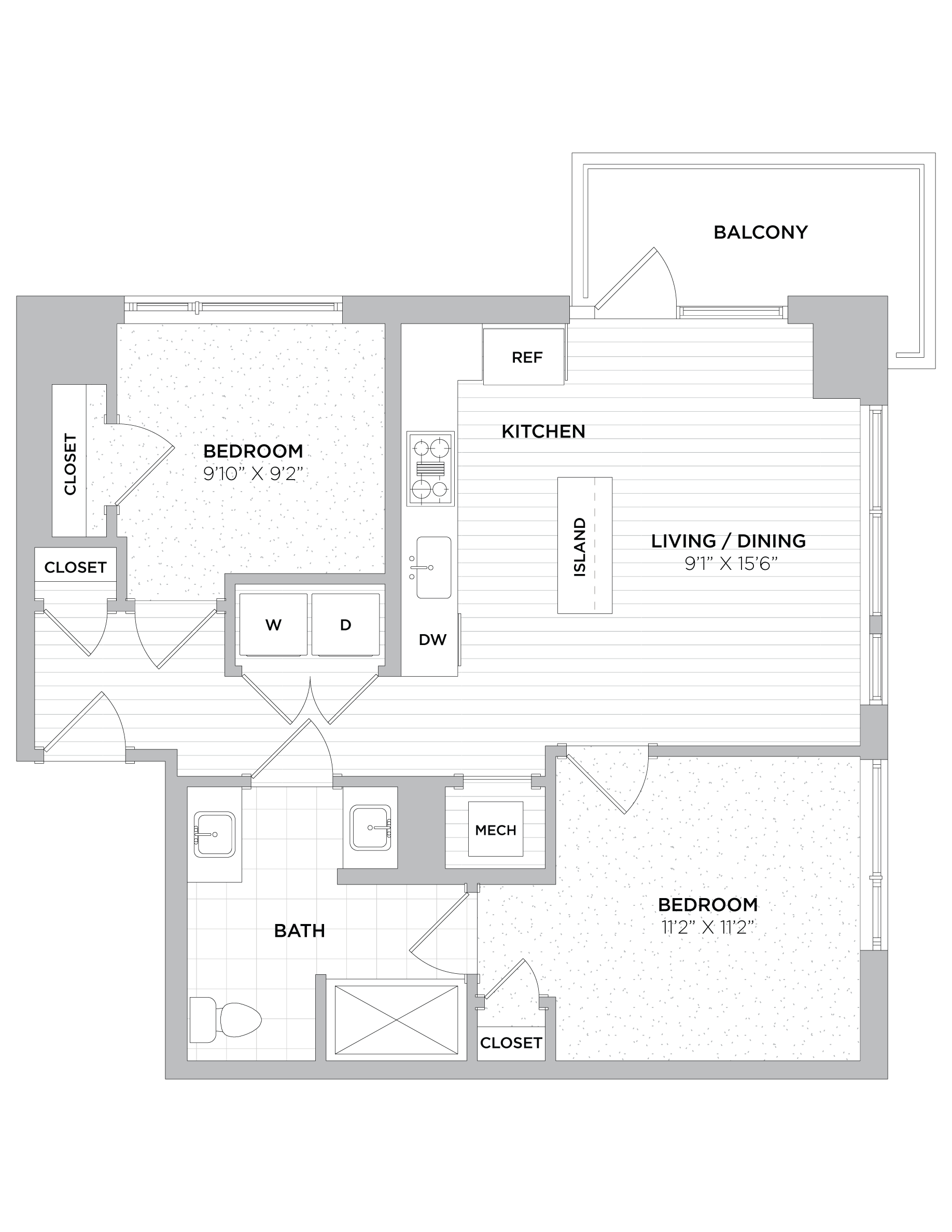 2 Bed/1 Bath-B1A