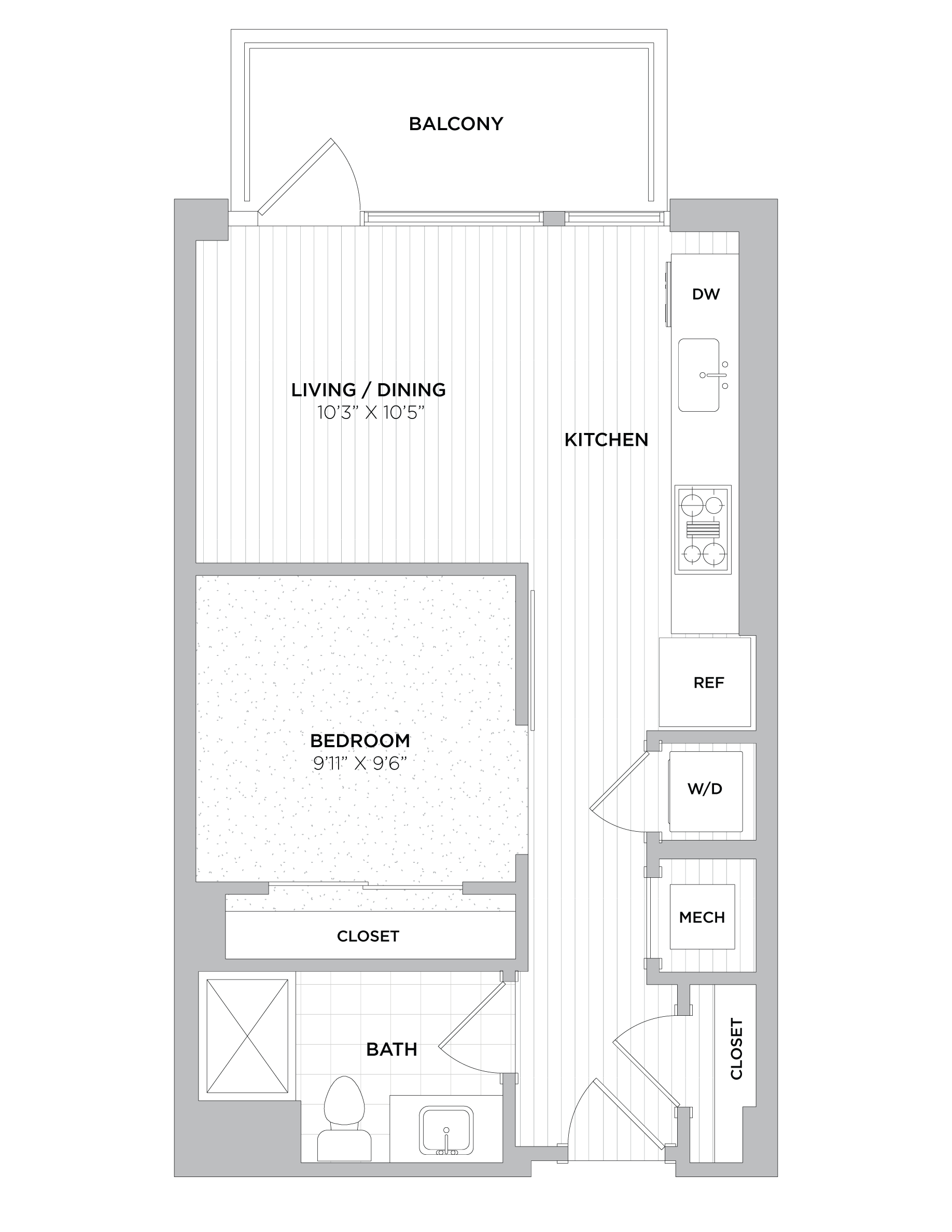 JR 1 Bed/1 Bath-JR2