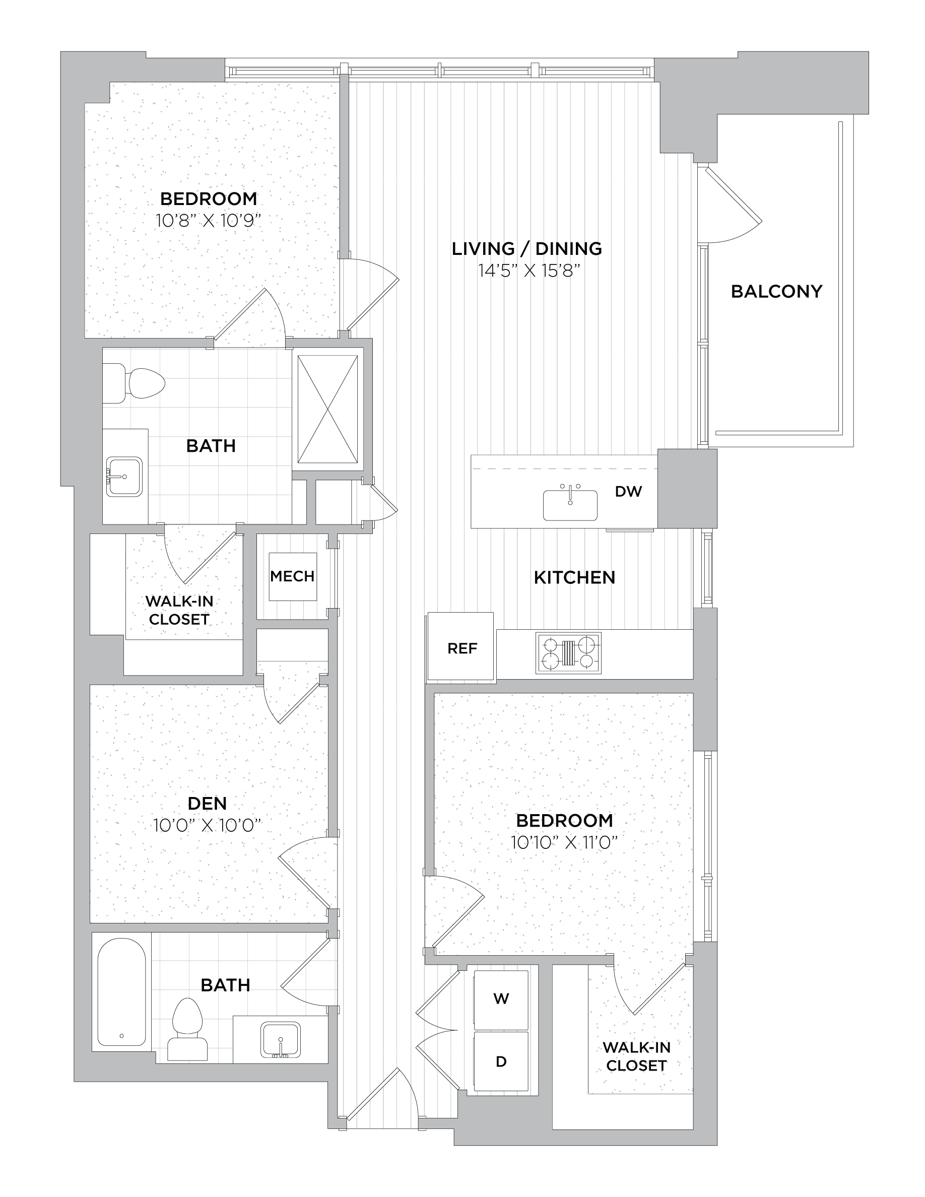 2 Bed/2 Bath Den-D1A