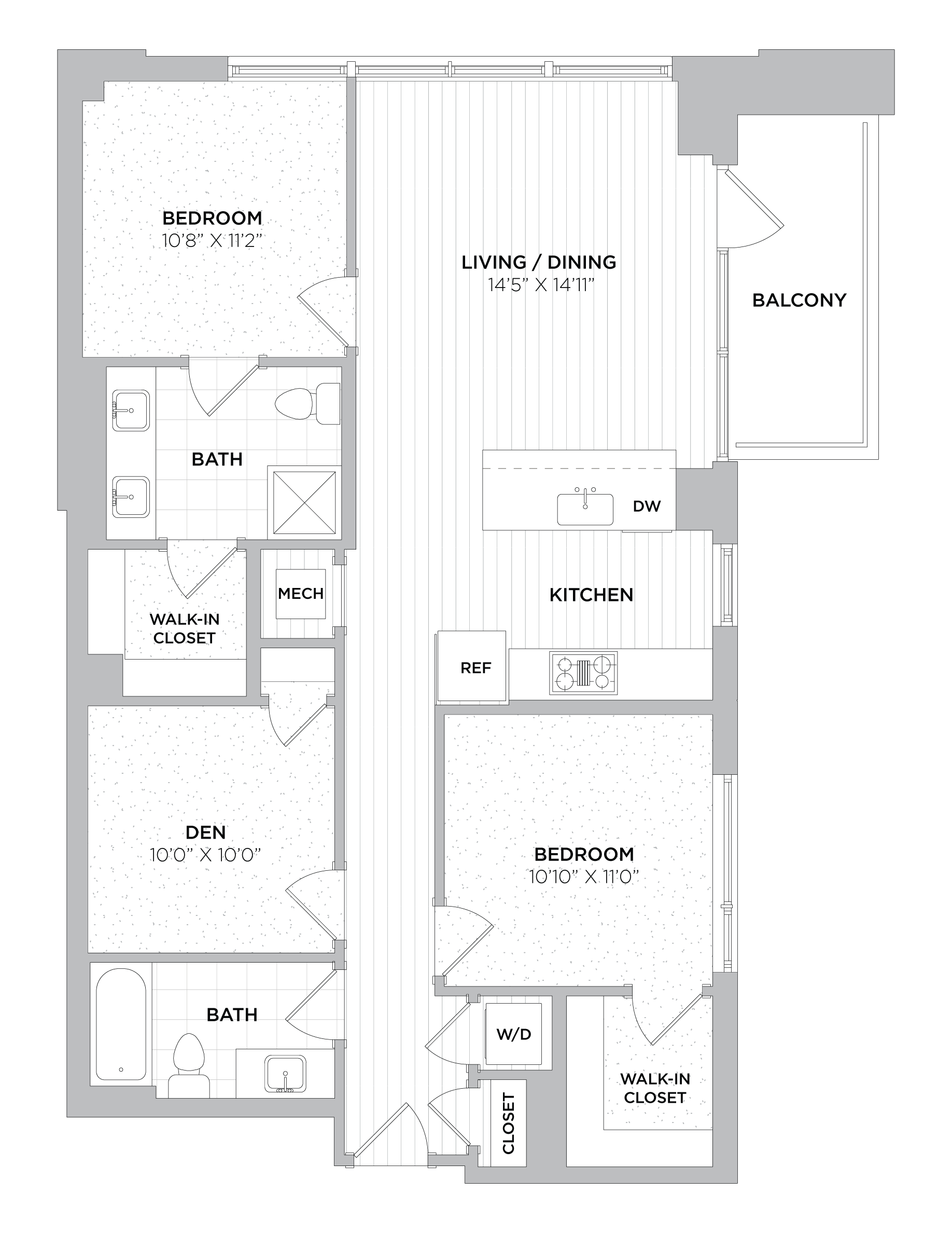 2 Bed/2 Bath Den-D1