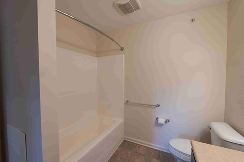 a bathroom with a tub and a toilet and a sink