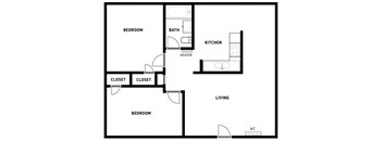 2 Bedrooms, 1 Bathroom