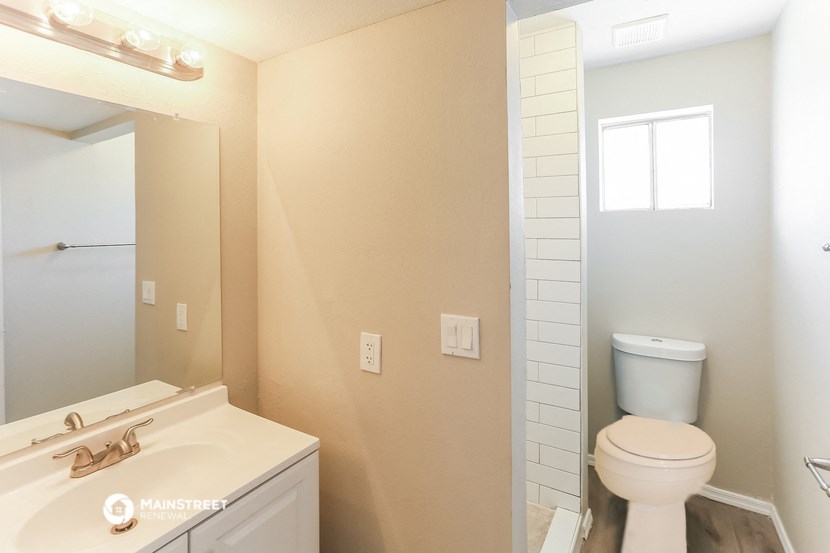 a bathroom with a toilet and a sink and a mirror