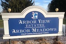 a sign for an arbor view estates arbor meadows