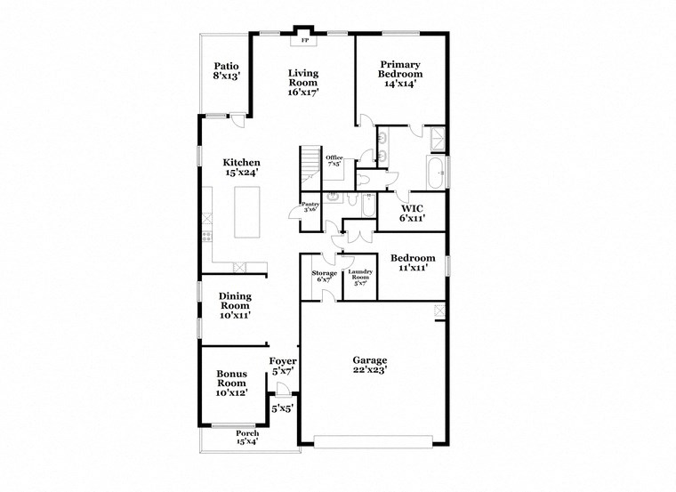 a floor plan of a house with a combination of bedrooms and baths