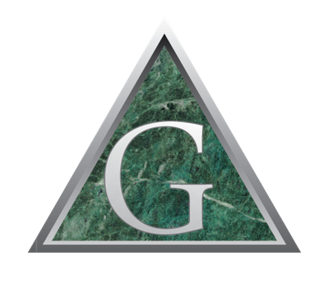 A triangle with a white letter G in the middle.