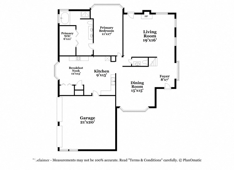 a floor plan of a home with a mix of bedrooms and baths and a garage