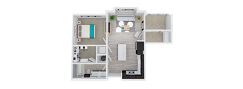 1 bed 1 bath floor plan C at 44 Washington, Kansas City