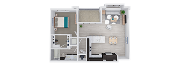 1 bed 1 bath floor plan F at 44 Washington, Kansas City, 64111