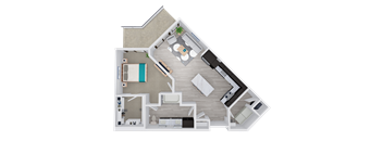 1 bed 1 bath floor plan D at 44 Washington, Kansas City, Missouri