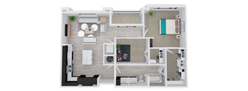 2 bed 1 bath floor plan E at 44 Washington, Kansas City, MO