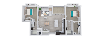 2 bed 2 bath floor plan A at 44 Washington, Kansas City, 64111