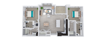 2 bed 2 bath floor plan D at 44 Washington, Kansas City, Missouri