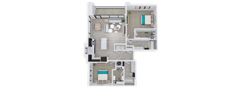 2 bed 2 bath floor plan at 44 Washington, Missouri