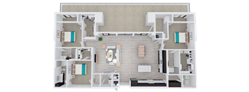 3 bed 2.5 bath floor plan at 44 Washington, Kansas City, MO