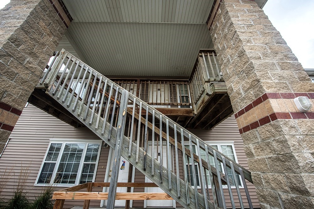 a staircase on the side of a house