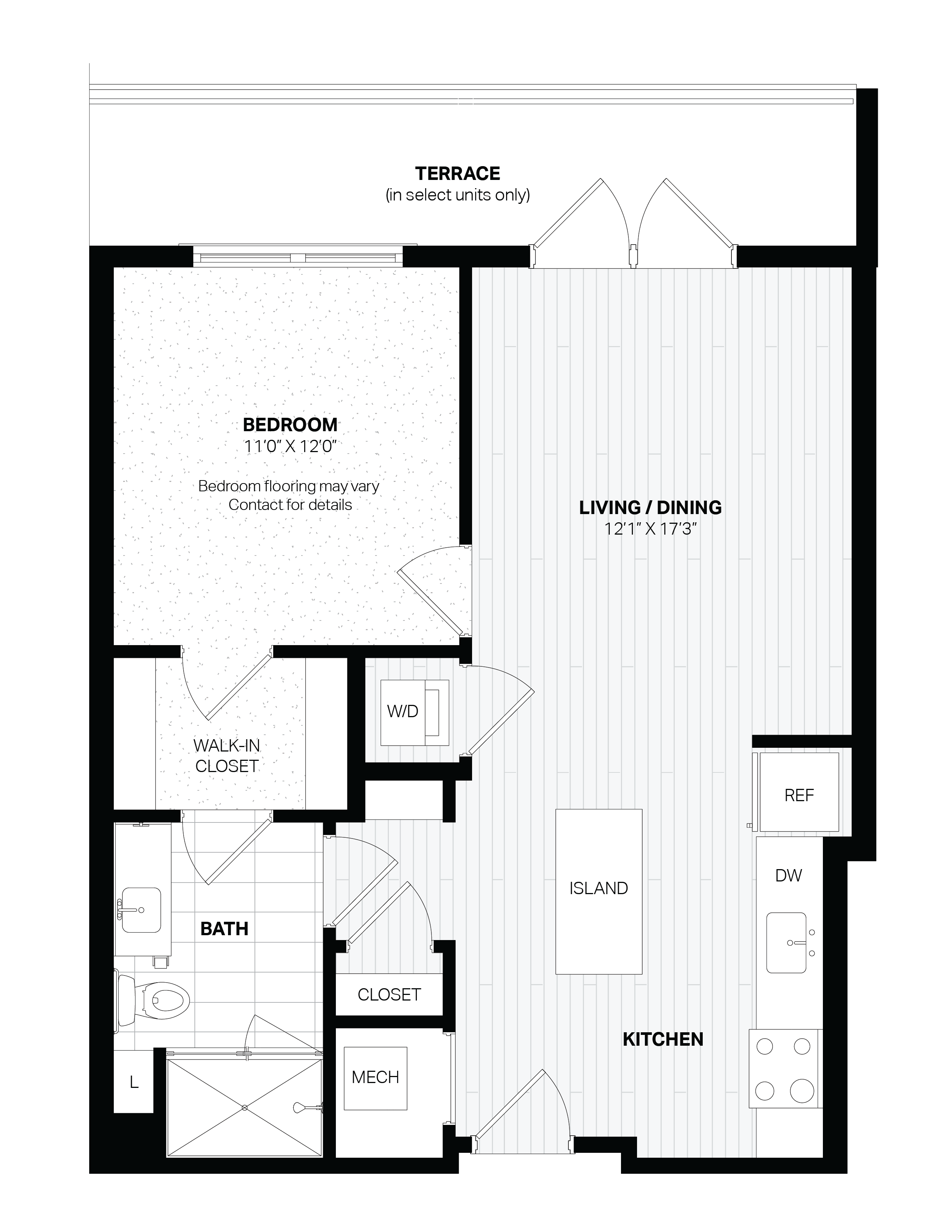 1 Bed/1 Bath-C1.3 WDU East