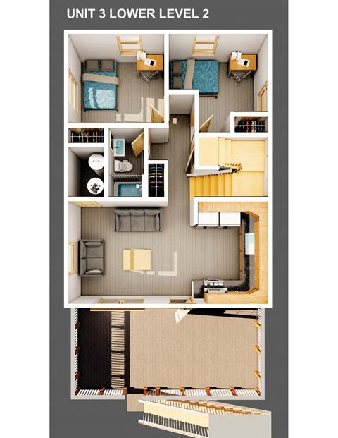 the floor plan of unit 3 lower level 2