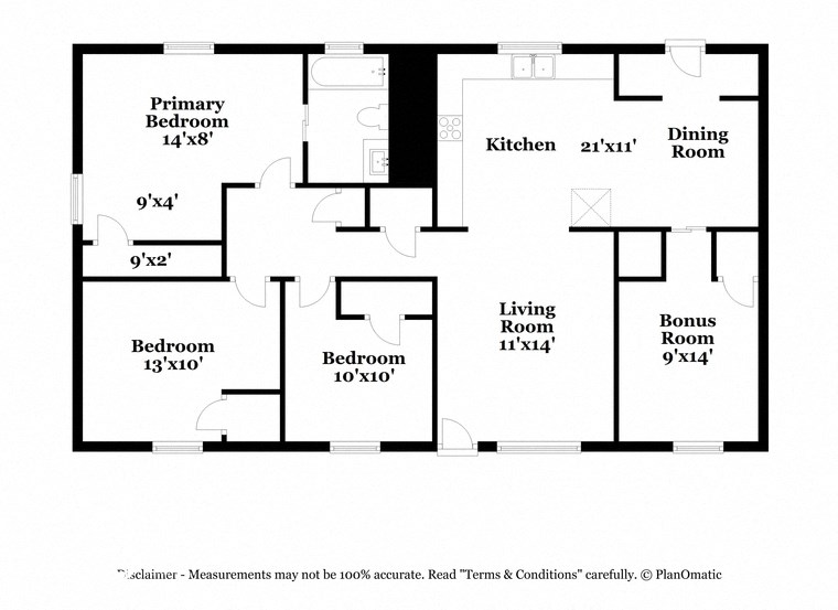 a floor plan of a house with bedrooms and a kitchen and a living room