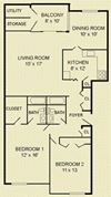 2 Bed 2 Bath Floor Plan 2 Bed 2 Bath Floor Plan at The Commons of McLean, Virginia, 22102
