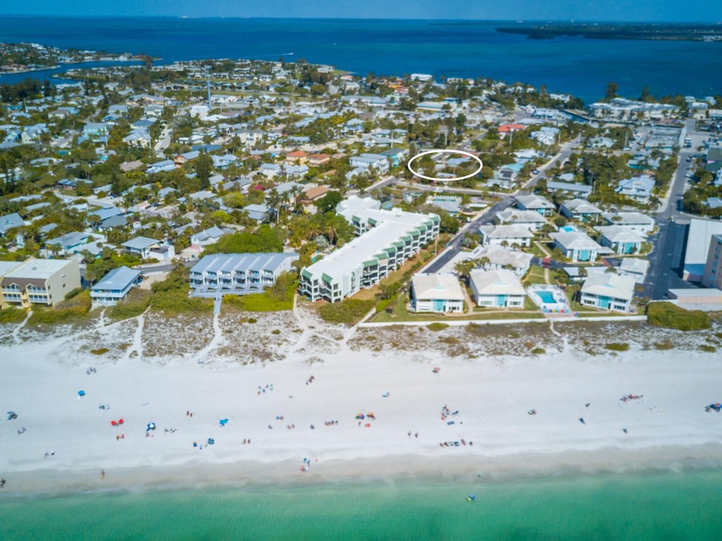 arial view of the resort and the beach