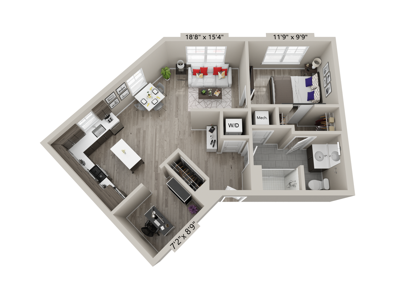 1 Bed/1 Bath Den-B9
