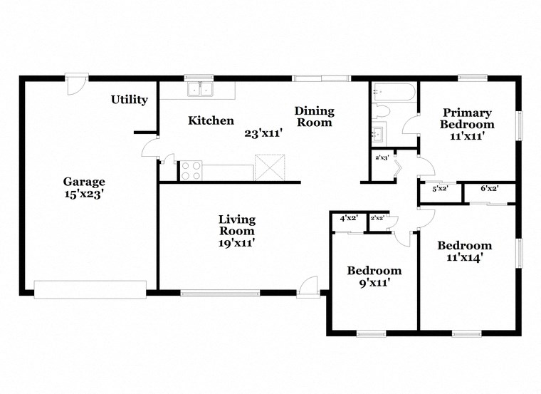 a floor plan of a house with a kitchen and a living room