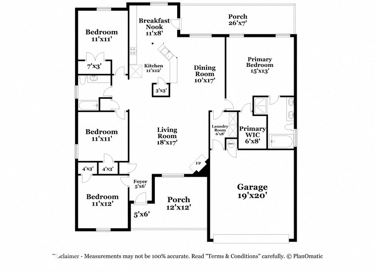 a floor plan of a house with bedrooms and a garage