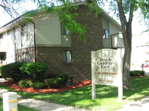 a building with a sign in front of it