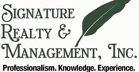 a signure and with a green leaf