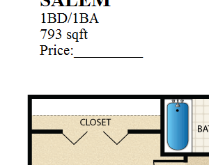 2BD/1BA Salem