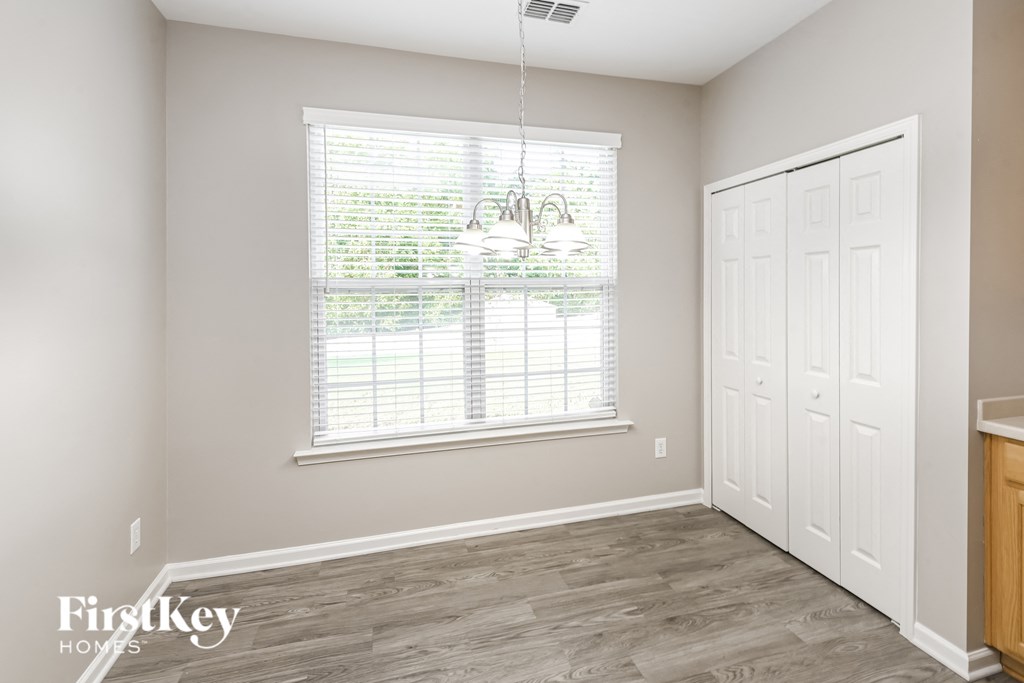 the kitchen and dining room of a new home