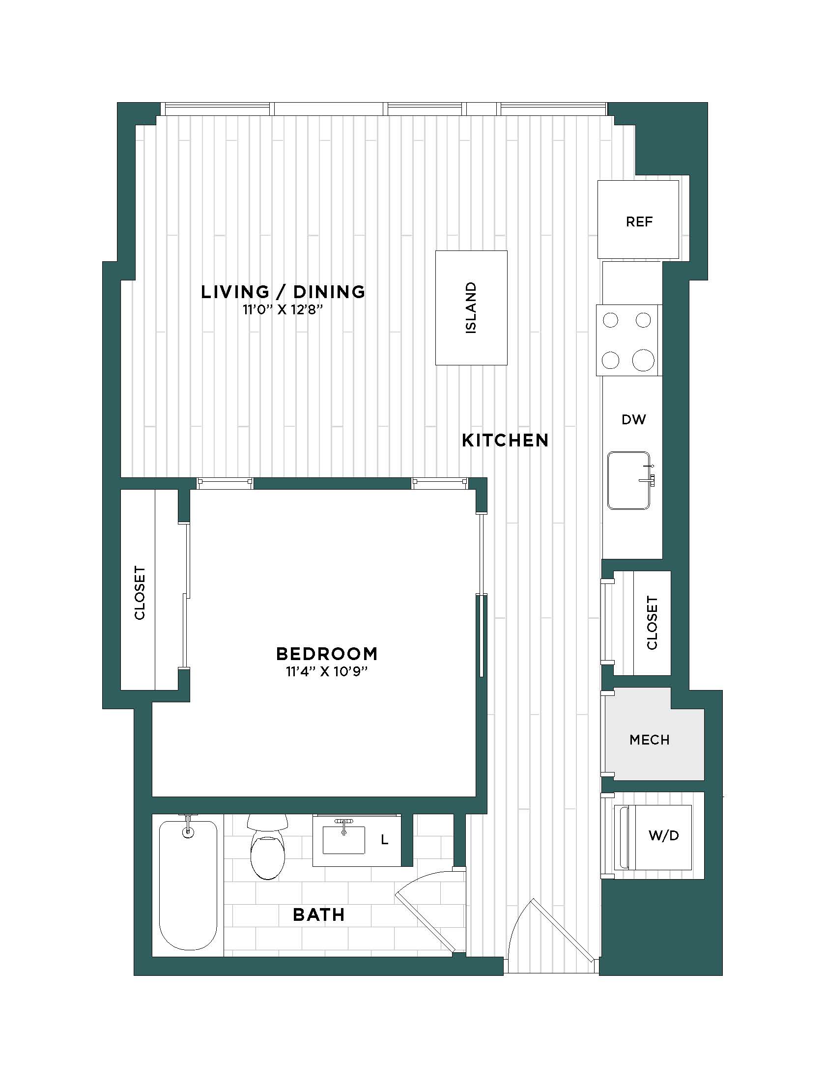 JR 1 Bed/1 Bath-F1