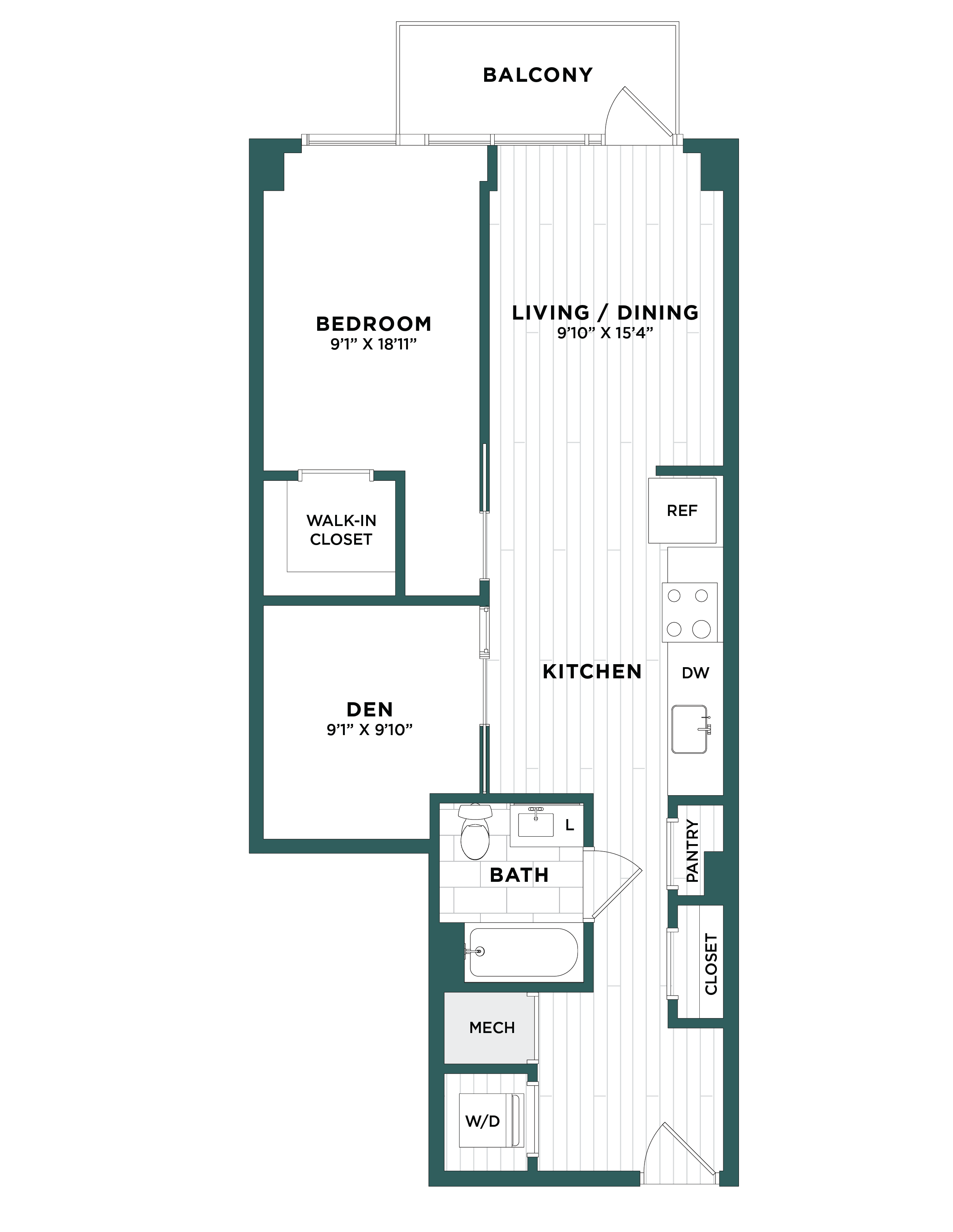 1 Bed/1 Bath Den-F4.1