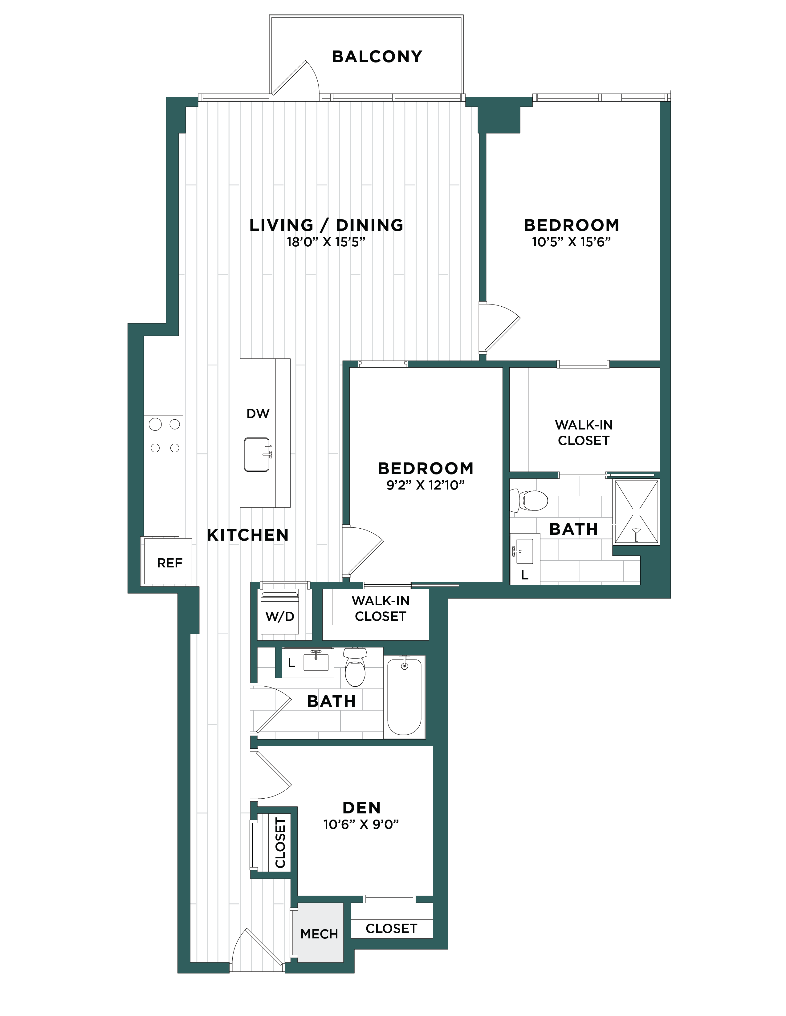 2 Bed/2 Bath Den-F5