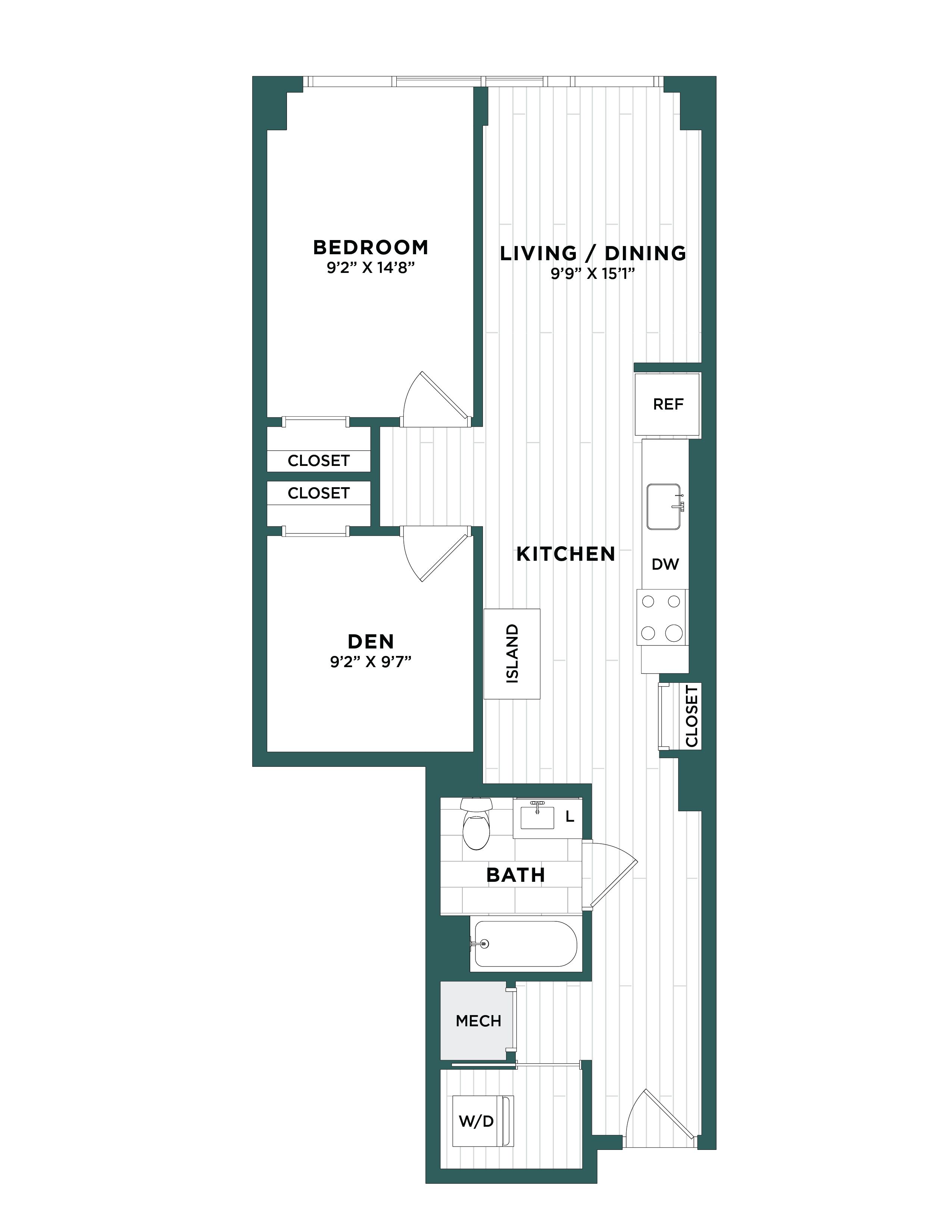 1 Bed/1 Bath Den-F9