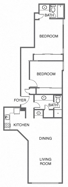 Renovated 2 Bed, 2 Bath