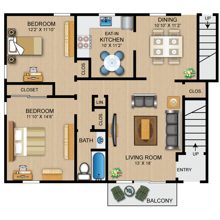 Two Bedroom Floor Plan 1