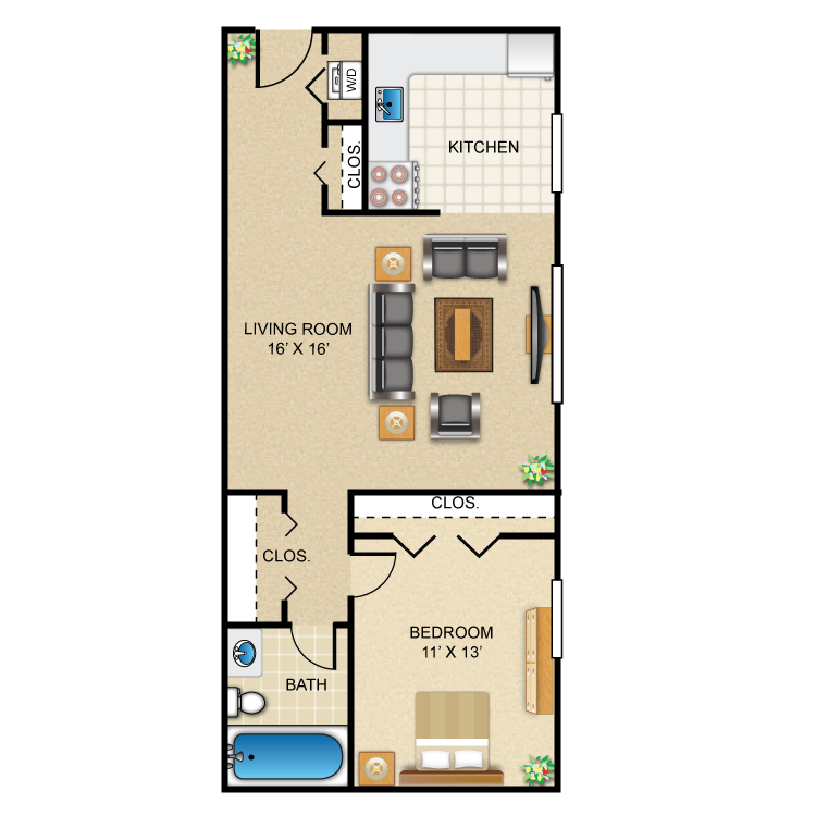 1 Bedroom 1 Bath