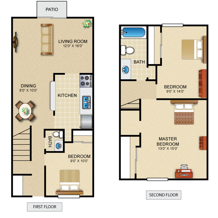 3 Bedroom 1.5 Bath Townhome