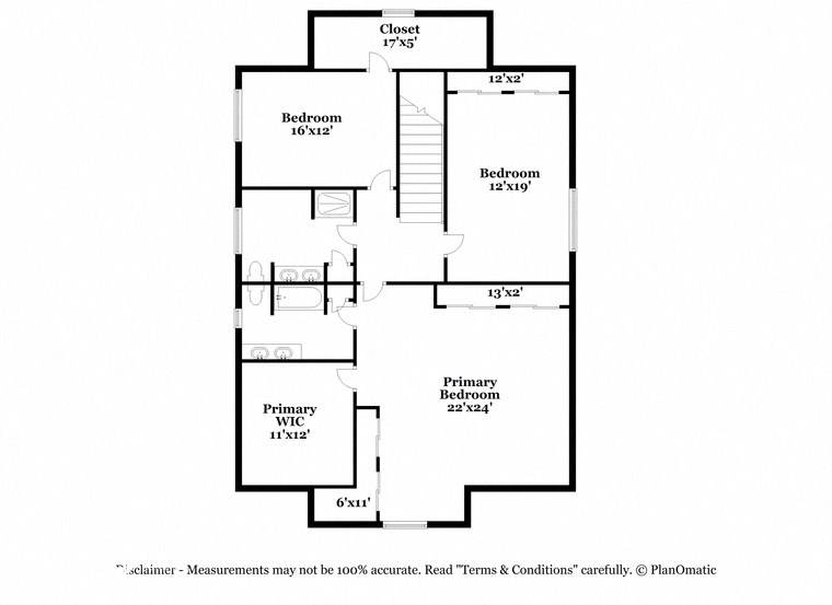 a floor plan of a house with two bedrooms and a bathroom