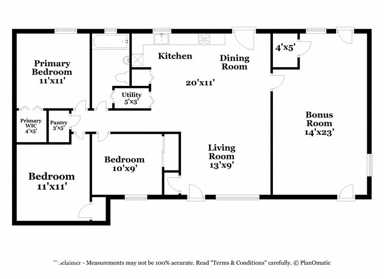 a floor plan of a house with bedrooms and baths and a kitchen and a living