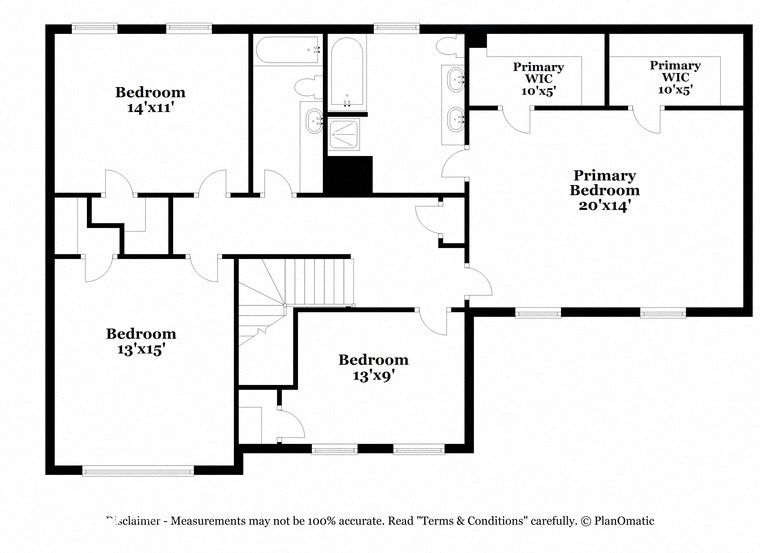 a floor plan of a house with two bedrooms and a bathroom