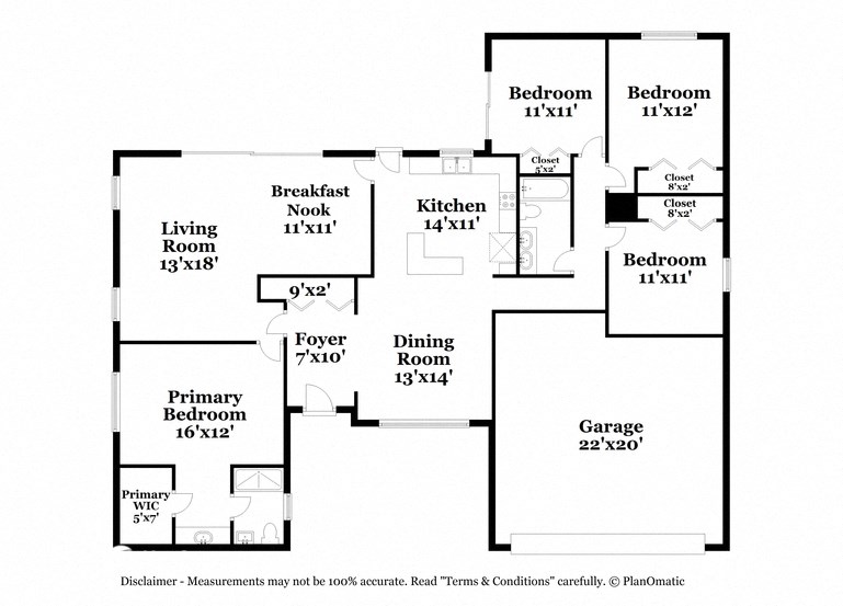 a floor plan of a house with two bedrooms and a living room and a kitchen