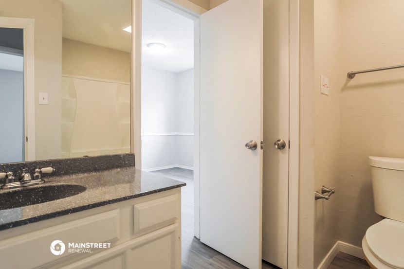 a bathroom with a sink and a toilet and a mirror