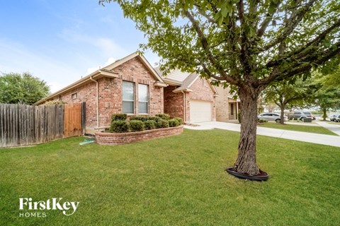 a house with a yard and a tree in front of it